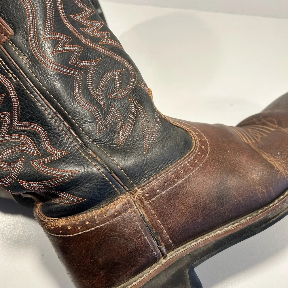 Justin Boots Men’s 8D Brown Leather Pull-On Work Boots AS IS Beaters - Picture 7 of 15